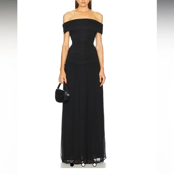 Lovers + Friends | Dresses | Lovers Friends Black Offshoulder Gown Revolve  | Poshmark